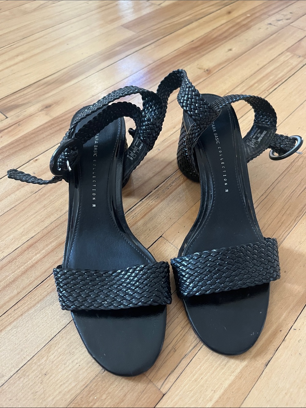 Black Braided Strap Women's Sandals - Classic Summer Heel